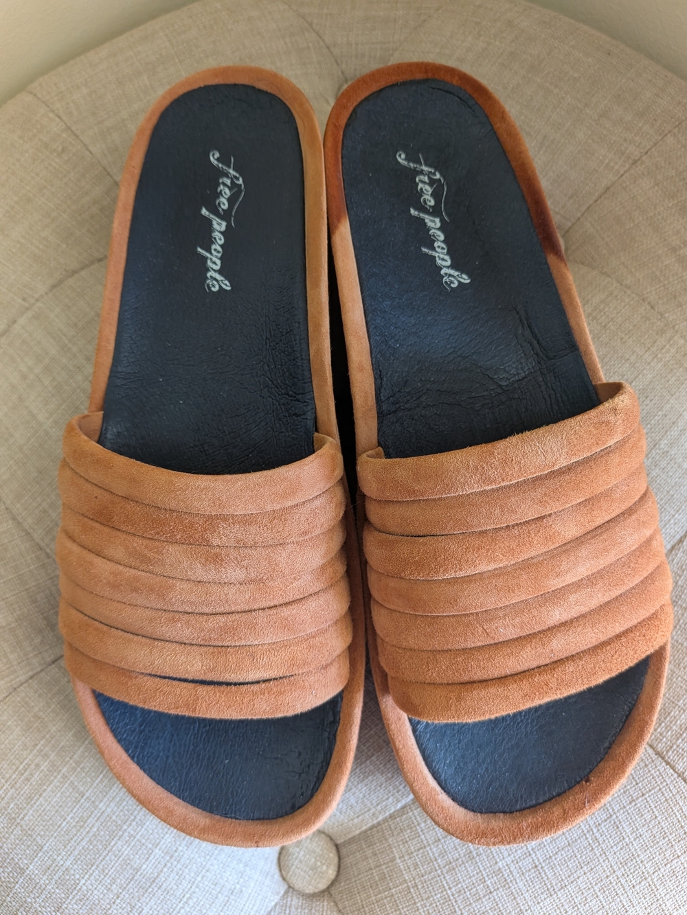 NWOB Free People Suede Slide Sandals in Orange/Rust- Sz 39